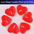 Heart Shaped Love Candles for Wedding, Birthday, Party, and Festival Decoration- (Pack of 05 Pcs).