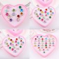 12/24/set Mixed Flower Heart Ring Baby Kids Girl Children's Cartoon Rings With Display Box For Christmas Gift. 