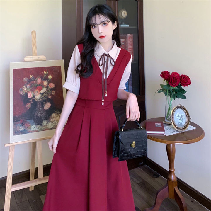 %E3%80%90The-Best%E3%80%91%20A-line%20Simple%20Two-piece%20Dress%20Korean%20Fashion%20Preppy%20Style%20Summer%20Maxi%20Dress%20-%20Image%202