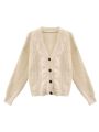 Button Front Cable Knit Cardigan Women's Vintage Long Sleeve Sweater Jacket Ladies Korean Fashion Autumn Winter Knitwear.