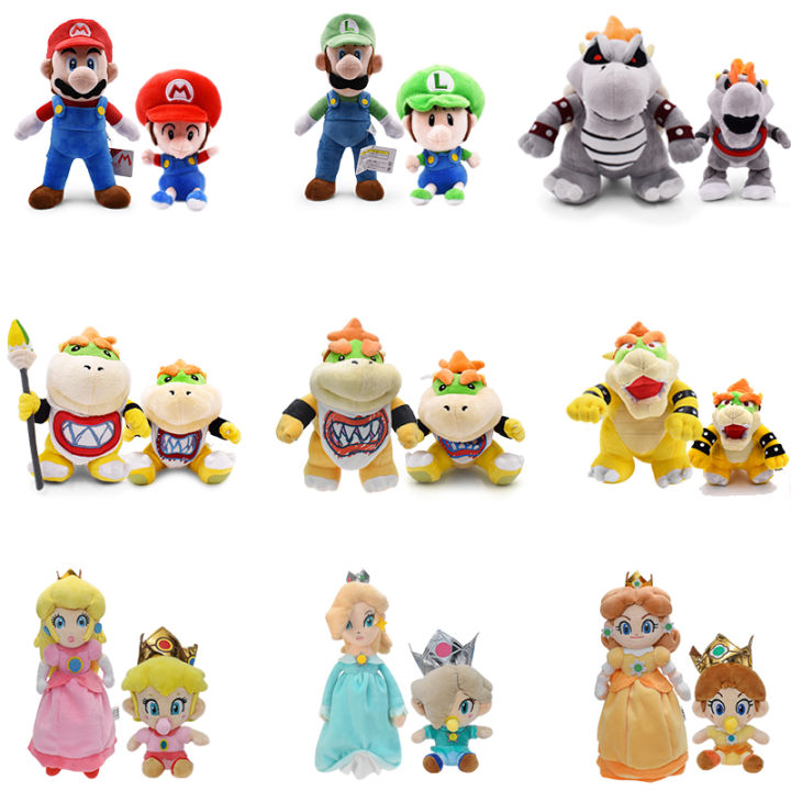Mario Bros Luigi Plushies Toy Princess Rosalina Peach Daisy Kawaii Baby Period Stuffed Dolls Bowser Jr. Parent-child Doll Gifts
