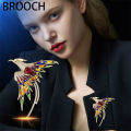 New Exquisite Rhinestone Phoenix Brooch for Trendy and Stylish Women Luxury Enamel Color PINs Fashion Cloth Bags Accessories Elegant Bird Jewelry Gifts. 