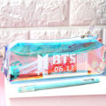 Bts Pencil Case Stationery Box Laser Transparent Large Capacity Primary School Universal Storage Bag. 