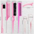 10pcs Hair Styling Comb Set Teasing Hair Brush Triple Teasing Comb Rat Tail Combs Edge Brush Hair Tail Tools Braid Tool Loop. 