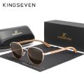 KINGSEVEN Round New Sunglasses Wooden Polarized UV400 Protect Glasses HD TAC Lens For Men Women Handmade Gift Eyewear.