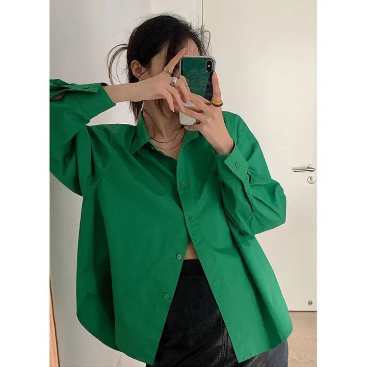 86%20Design%20Sense%20Niche%20Long-Sleeved%20Shirt%202022%20Autumn%20and%20Winter%20Korean%20Style%20POLO%20Collar%20Loose%20Mid-Versatile%20Long%20Sleeve%20Shirt%20Coat%20for%20Women%20-%20Image%204