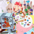 160Pcs Shrink Plastic Sheets Kit,7.9 X 5.7 Inch Shrink Paper Sheets and Keychains Making Accessories for Kids DIY Craft.