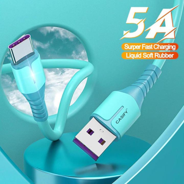 CASIFY CT03 5A Type C Fast Charging Cable Light Indicator Type C Cable Data Cable 1M Blue Support All Smartphone