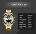 CURREN 8404 Top Luxury Brand Mens Watches Waterproof LED Quartz Digital Sport Fashion Men Wrist Watch - Gold. 