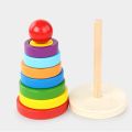 Baby Kids Wooden Rainbow Ring Geometric Building Blocks Stacking Game Puzzle Toy. 