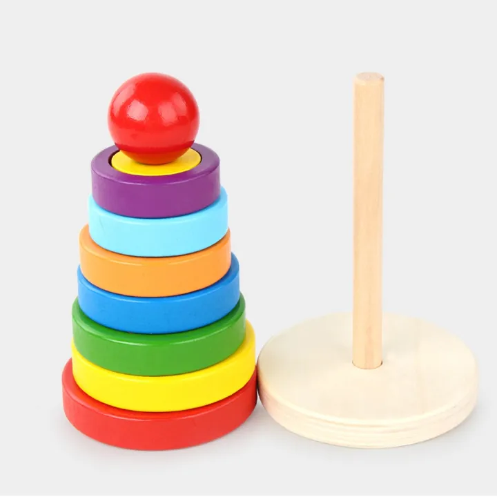 Baby%20Kids%20Wooden%20Rainbow%20Ring%20Geometric%20Building%20Blocks%20Stacking%20Game%20Puzzle%20Toy%20-%20Image%204