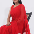 Lightweight Georgette Saree in Vibrant Red Color Ideal for All seasons- Perfect for Casual Wear - Embrace timeless style.