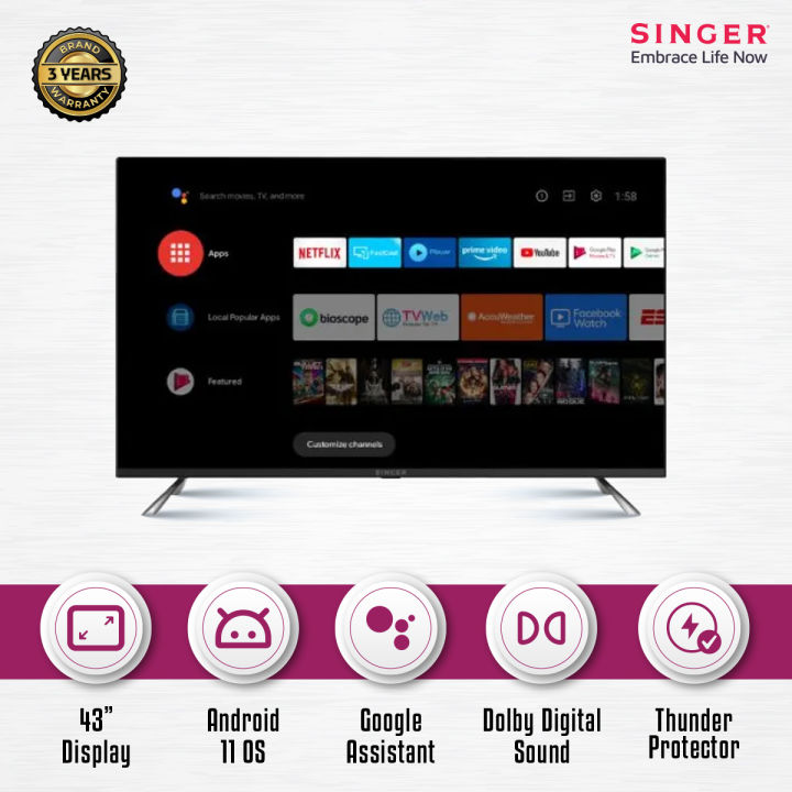 SINGER Primax 4K Android TV | S55 | SLE55U5000GOTV