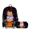 3D New LankyBox Carton Villain Schoolbag Backpack Double-layer Pencil Case Two-piece Suit for Primary and Middle School Students. 