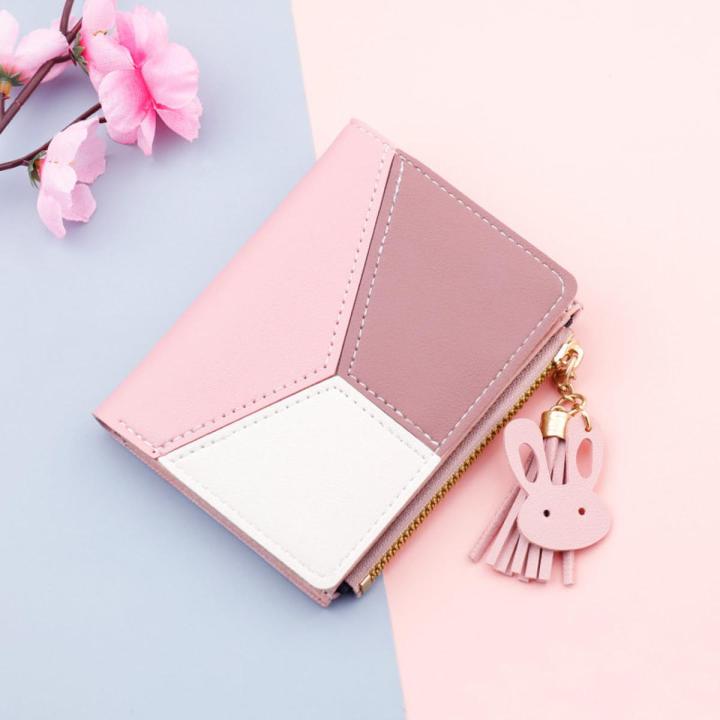 Short Ladies Zipper Wallet Female Student Korean Tassel Fashion Soft Leather Leaf Purse For Women