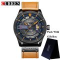 Curren 8301 - Brown Leather Analog Watch for Men-Brown.