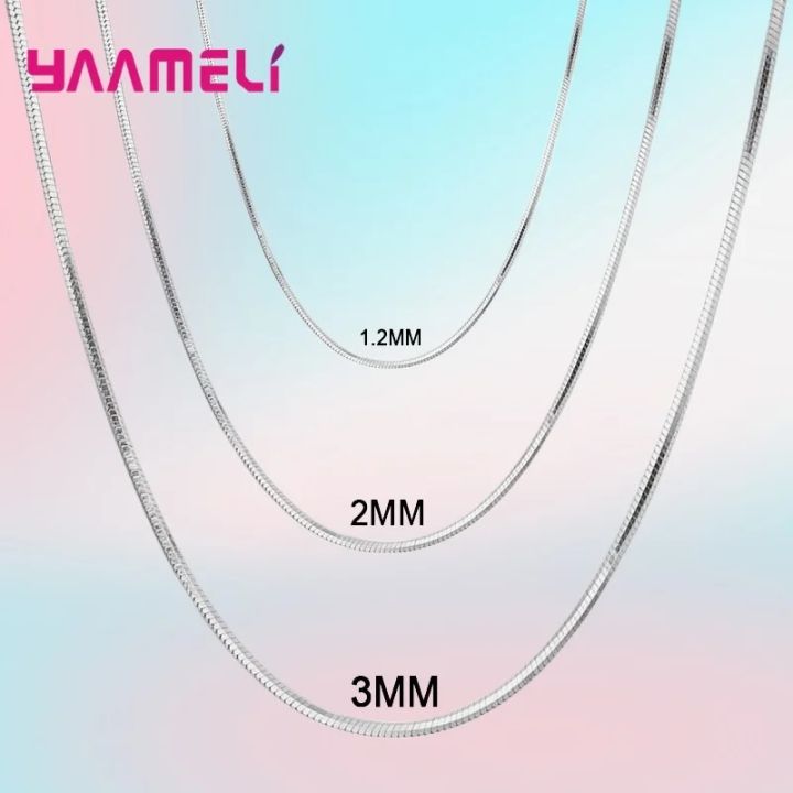 Big Promotion 100% Authentic 925 Sterling Silver Color Chain Necklace with Lobster Clasps Men Women Pendant 1.2/3/4mm 16-30 Inch