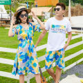 Beach Couple's Outfit Summer Clothing2023New Clothing for Trips to Sanya Short SleeveTT-shirt Dress Couple Suit. 