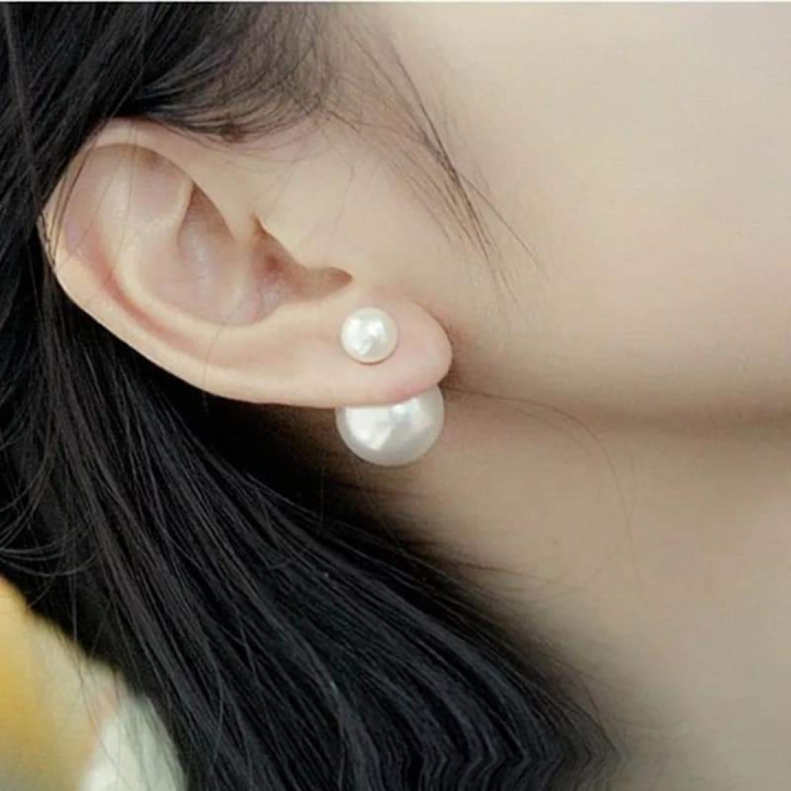Double Pearl Earring Easy Matching Women Round Big And Small Pearl Ear Studs for Wedding