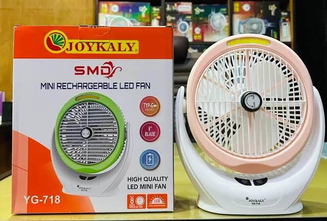 JOYKALY YG-718 Portable Rechargeable LED Light AC/AD Electronic Fan with 8" inches High Speed Blade