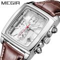 MEGIR Luxury Casual Watches Fashion Men Quartz Wristwatches Leather Strap Waterproof Luminous Men's Watch Chronograph 2028. 