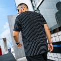 Man Big Size Summer Short-sleeved Cotton T-shirt Fashion Casual Fat Guy Loose Vertical Striped Large Size Shirt Man Size XL-6XL.