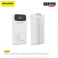 Awei P168K 22.5W Fast Charging Power Bank with LCD Display and 10000mAh Capacity – Color family: Black & White. 