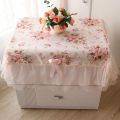 Pastoral Cover Bedside Cabinet Tablecloth Pink Flower Rectangular Table Cover Lace Table Cloths Decoration.
