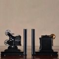 Durable Retro Camera Bookend Movie Film Projector Black Silver Collector's Project Creative Bookcase Vintage Jewelry Study Room Study Home Decorations. 