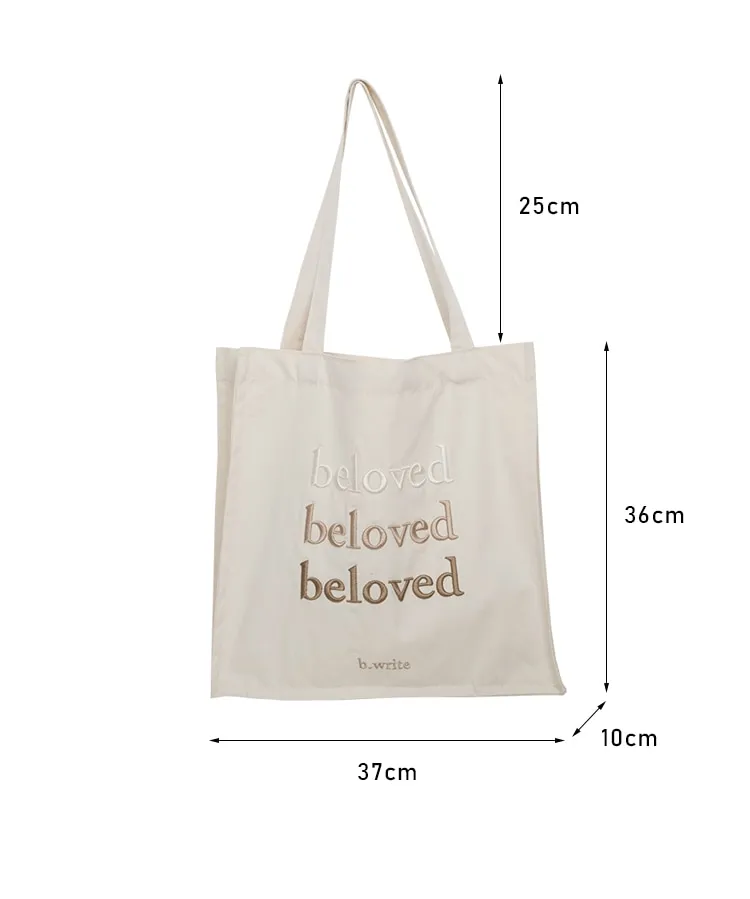 Women Canvas Shoulder Bag Beloved Embroidery Daily Shopping Bags Students  Books Bag Thick Cotton Cloth Handbags Tote For Girls