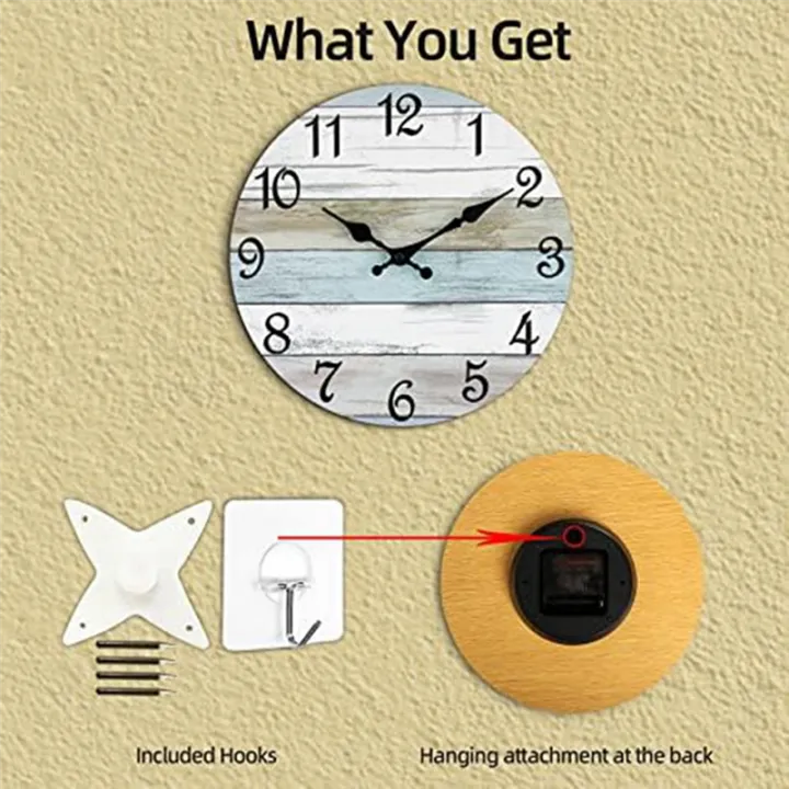 Rustic%20Wall%20Clocks%20Battery%20Operated,%20Silent%20Non%20Ticking%20Wooden%20Coastal-Each%20Clock%20Home%20Decor%20-%20Image%204
