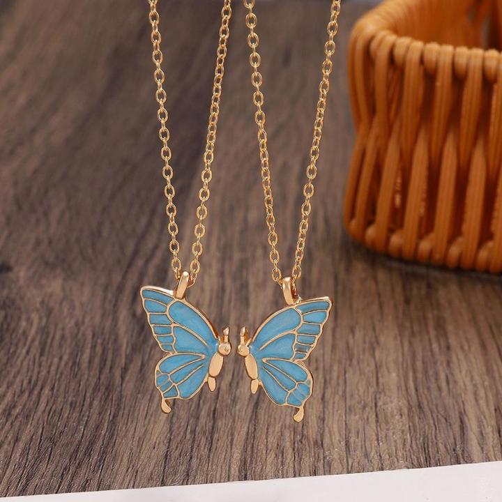 Trendy%202%20Pcs/set%20Butterfly%20Necklace%20for%20Couple%20Gift%20-%20Butterfly%20Pendant%20Card%20Necklaces%20for%20Girls%20Simple%20Stylish%20-%20Image%202