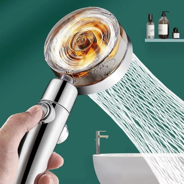 High Pressure Shower Head Water Saving Flow 360 Degrees Rotating with Fan Extension Showerhead Spray Nozzle Bathroom Accessories