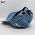 Navy Blue Wash Pure Denim Wash Baseball Cap For Men. 
