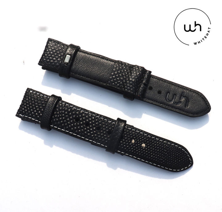 New Leather Watchband Wrist Strap 20mm 22mm 24mm With Silver Stainless Steel Buckle