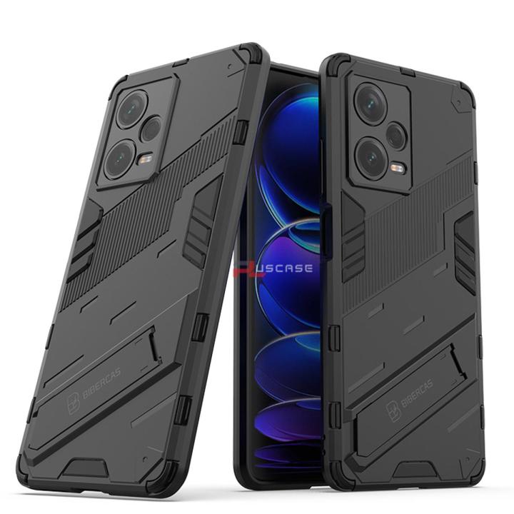 PlusCase for Xiaomi Redmi Note 12 Pro+ Plus 5G Stand Shockproof Phone Case Lens Camera Protection Armor Hard Casing