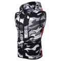 Men's Red Zipper Hooded Sleeveless Printed Fitness Srts Vest.
