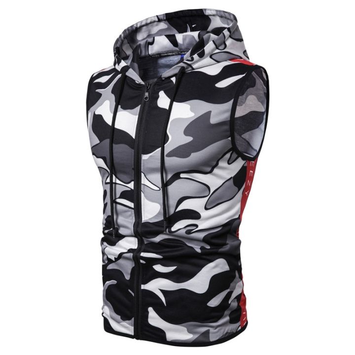 Men's%20Red%20%20Zipper%20Hooded%20Sleeveless%20%20Printed%20Fitness%20Srts%20Vest%20-%20Image%204