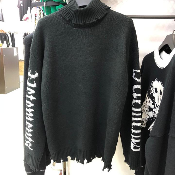 VETEMENTS Gothic Logo Hoodie 20FW Men Women Sleeves Woven White Letter Mark Vetements Turtleneck 1:1 VTM Sweatshirts-Type 6