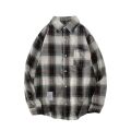Autumn Hong Kong style ins plaid shirt tide men's long sleeve Korean version trend handsome top casual couple shirt jacket.