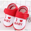 I Love Baby Cotton Non-slip Infant Toddler Shoes Heart Pattern Suture Design Shoes for Baby Adjustable Shoes( 0 to 12 Months). 