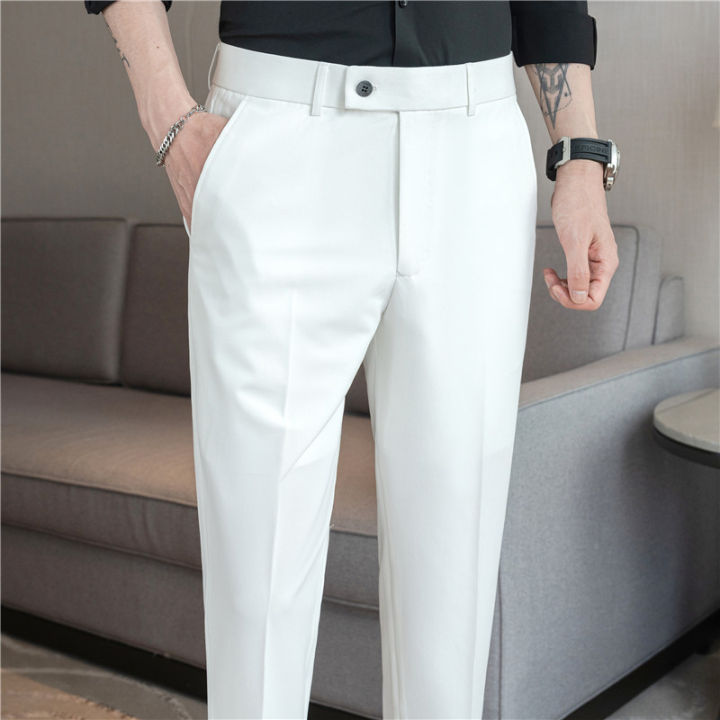 New Summer Men's Suit Pants Solid Color Korean Slim Smart Casual Ankle-Length Pants Men Wedding Dress Office Suit Trousers Man | Daraz.com.bd New Summer Men's Suit Pants Solid Color Korean Slim Smart Casual Ankle-Length Pants Men Wedding Dress Office Suit Trousers Man | Daraz.com.bd