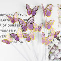 10pcs Butterfly Cake Toppers Sequin Purple Pink Butterflies Cake Decoration Card for Wedding Girls Happy Birthday Party Decors. 