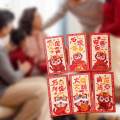 6x Chinese Lunar Year Red Envelopes Hongbao Traditional Present Red Packets Hong Bao for Graduation.