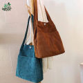 Trendy Top Handle With Outside Pocket Maroon Color Corduroy Tote Bag Shopping Bag/College/University Bag,Tote Bag.