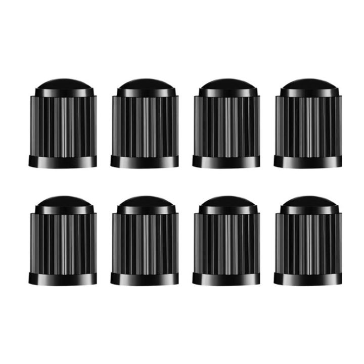 8pcs Tyre Valve Caps, Plastic Car Tire Stem Dust Covers with Seal Ring for SUV, Motoike, Trucks, Bike, Bicycle, Black