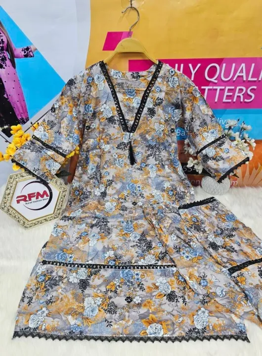 Stitched%20Digital%20Print%20China%20Linen%20Fabric%20Stylish%20Fashionable%20Two%20Piece%20Set%20for%20Women%20-%20Image%203