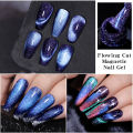 LILYCUTE 7ml Colorful Double Light Cat Magnetic Gel Nail Polish Sparkling Rainbow Glitter Semi Permanent Nail Art UV Gel Varnish.