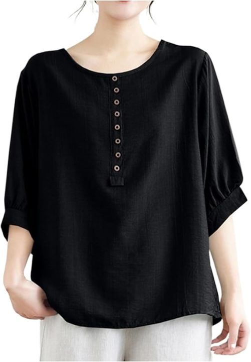 Button%20Up%20Beauty:%20Vintage%20Style%20Cotton%20Blouse%20for%20Women%20-%20Image%204