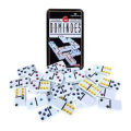 DOMINOES Games Set Black Dot - 28 Pcs (Steel Box). 